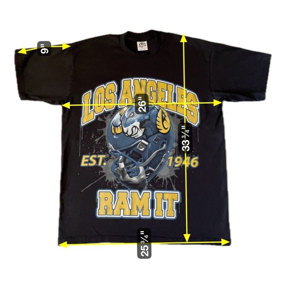 Los Angeles Rams NFL Ram It Men’s Black T-Shirt Size 2XL Heavy Weight Tee - Picture 4 of 5